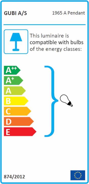 Energy Label Gubi 1965 Pendant pendant lamp (E27)