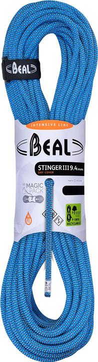 Beal Climbing Rope Stinger III Unicore Dry Cover 9.4mm Blue 80m (80 m)