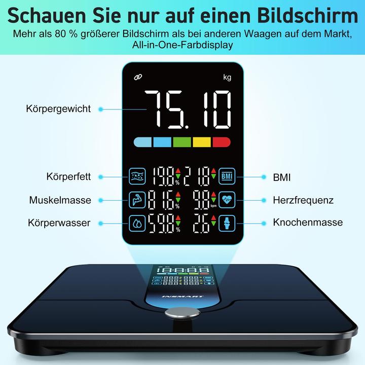 Produktbild Insmart Smart Personenwaage mit App & Bluetooth (227 kg)