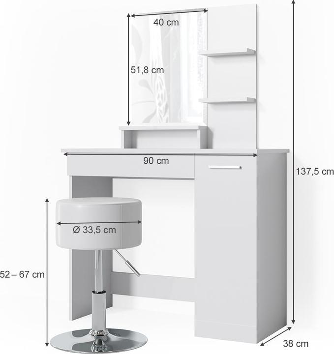 Image du produit Vicco Julia avec tabouret (90 x 38 x 137,5 cm)