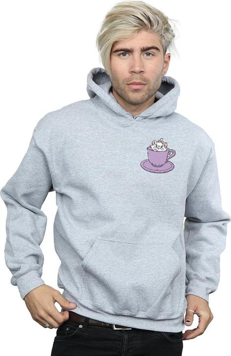 Actual product image Disney Mens Aristocats Marie In Cup Breast Print Hoodie (3XL)