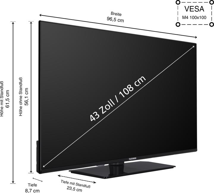 Actual product image Telefunken Fernseher 43 Zoll Smart TV VIDAA (4K UHD, HDR Dolby Vision, HD+ 6 Monate, Triple-Tuner) (43", LED, 4K, 2025)