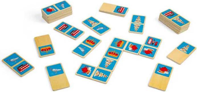 Actual product image Bigjigs London-Dominospiel aus Holz, 28-teilig.