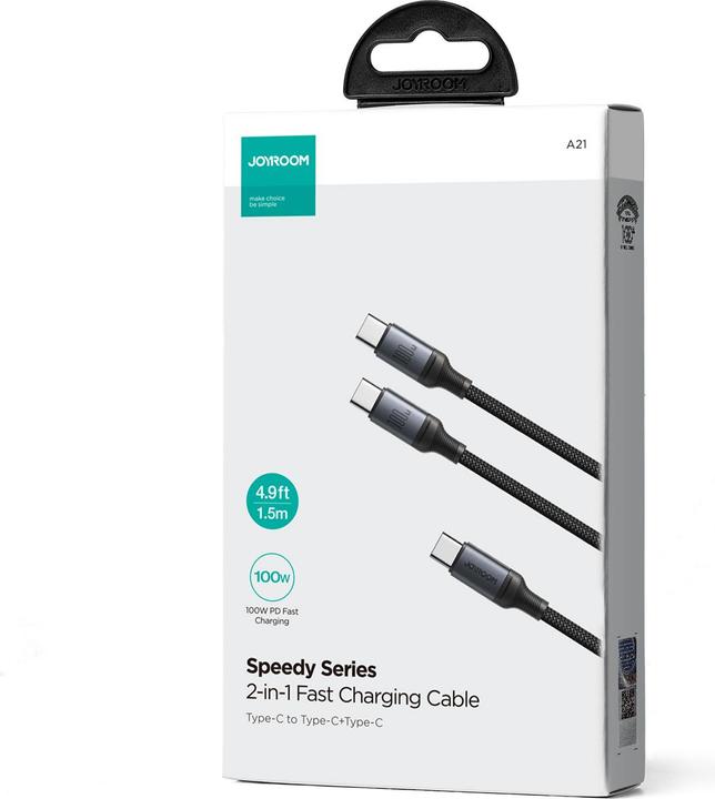 Actual product image Joyroom 2-in-1 charging cable (1.50 m, USB 2.0, 100 W)