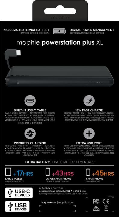 Produktbild mophie Powerstation plus XL (12000 mAh, 18 W, 44.40 Wh)