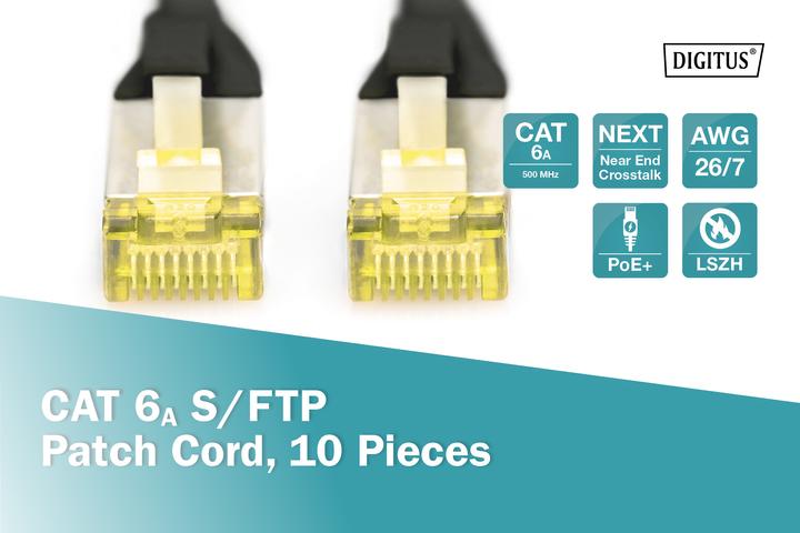 Productafbeelding Digitus CAT 6A S/FTP patchkabel, 10 stuks (S/FTP, CAT6a, 0.50 m)