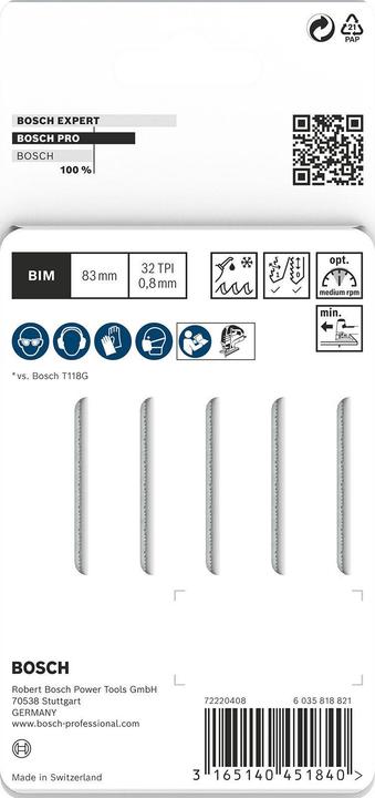 Produktbild Bosch Professional Zubehör PRO Stainless Steel T118GFS Stichsägeblatt, 83 mm, 5-tlg.