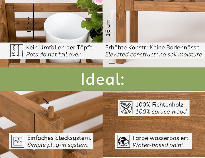 Actual product image Needs&Wants Multi-Pflanzenständer "Placy2" mit 3 Kästen, Fichte (braun)