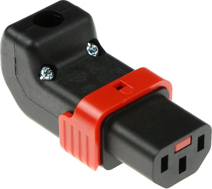 Immagine prodotto Connettore angolare C13 IEC Lock+ ricablato verso l'alto o verso il basso nero, PA130100DBK