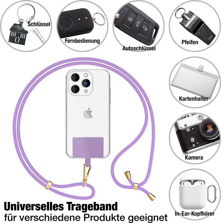 Immagine prodotto Nalia Handyband + Pad für Hülle zum Umhängen, Karabinerhaken Anhänger aus Metall (gold)