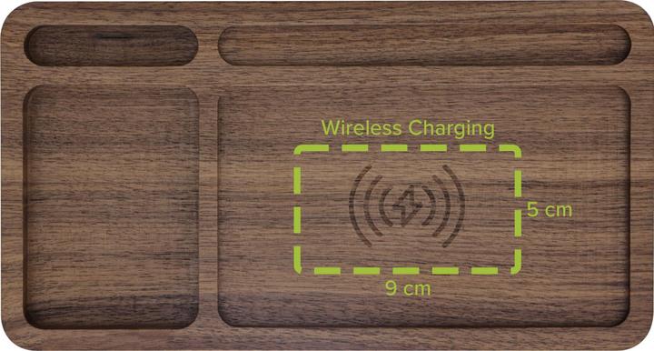 Actual product image InLine WoodCharge - Organiser with integrated Qi charging surface made of walnut wood (15 W)