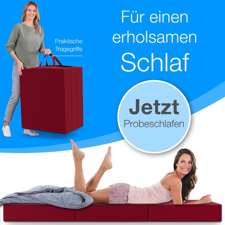 Produktbild Bestschlaf Klappmatratze, 3-teilige Faltmatratze, Reisebett, Gästematratze (75 x 195 cm, Schaumstoffkern)