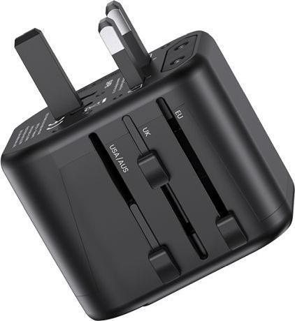 Produktbild Usams Ład. siec. 2xUSB T55 12W adapter 4w1 US/AU/EU/UK czarny/black CC173TC01 (US-CC173) Univesal Tr