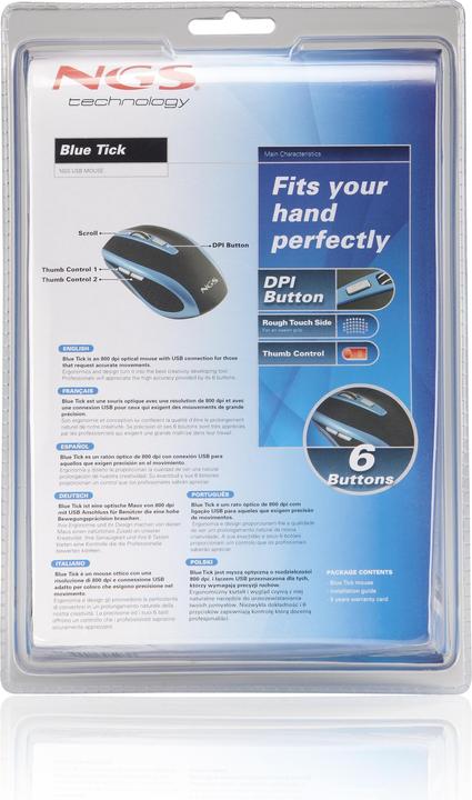 Image du produit NGS Blue tick Souris droite USB Type-A Optique 1600 DPI (Filaire)