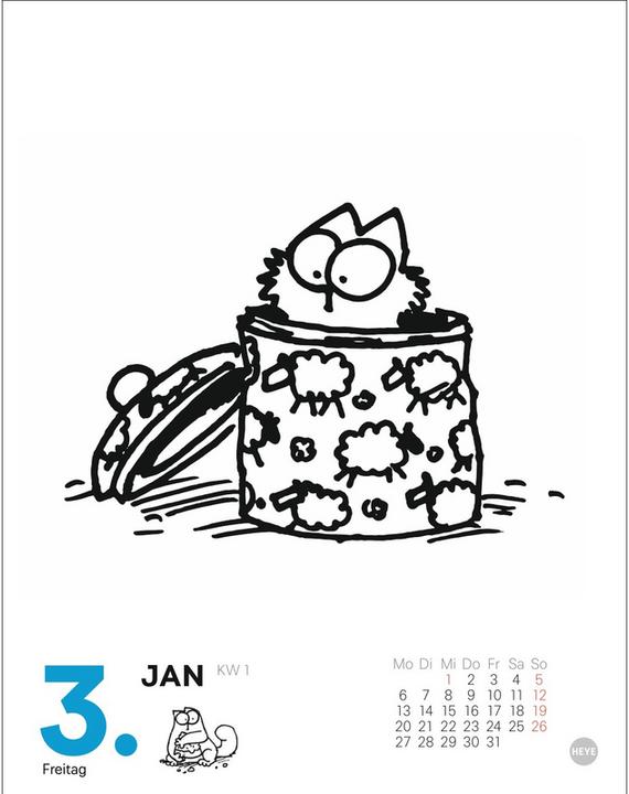 Produktbild Heye Simons Katze Tagesabreisskalender 2025 (11 x 14 cm, Deutsch)