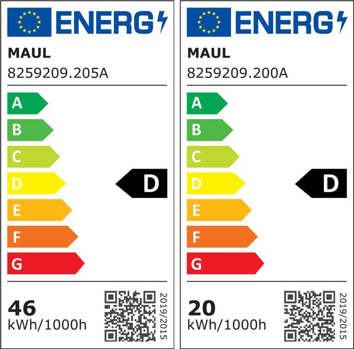 Energie-Label Maul LED-Tischaufbau L. MAULsirius Beweg.-/Lichtsensor col. var. (7087 lm)