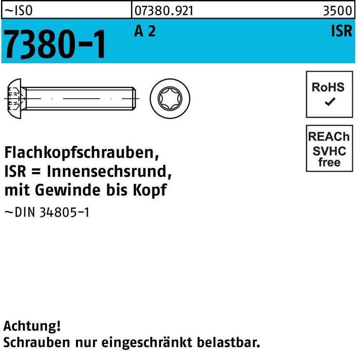 Image du produit Vis à tête plate ISO 7380-1 à six pans creux VG M 3 x 6 -T10 A 2 (500 Vis par pièce)