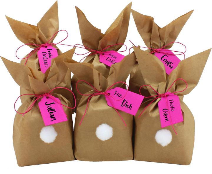 Immagine prodotto Papierdrachen Coniglietto di Pasqua - borse con ponpom - (rosa) (Borsa da regalo, 12 x)