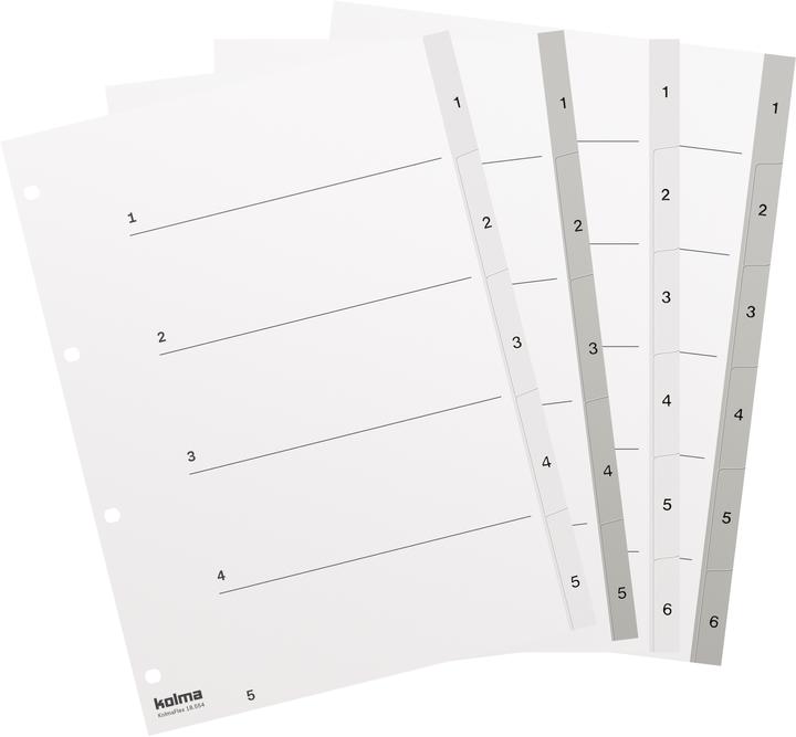 Image du produit Kolma Intercalaire A4 strong 1-6 6 pièces gris