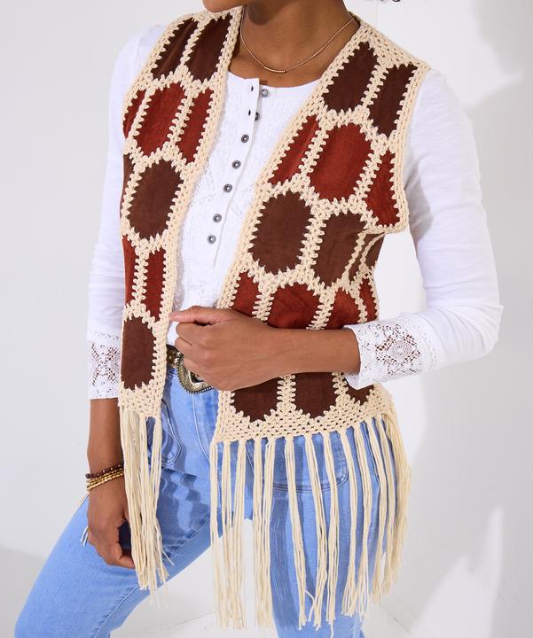 Joe Browns Boho Crochet Fringe Gilet (One Size)