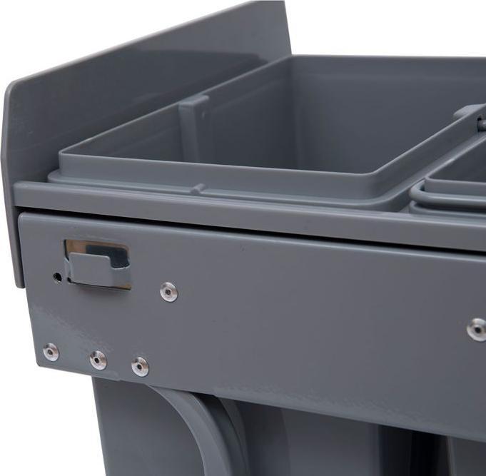 Produktbild Swisshandel24 40L Einbaumülleimer Unterschrank ausziehbarer Müllsammler mit 3 Fächer Grau (40 l)