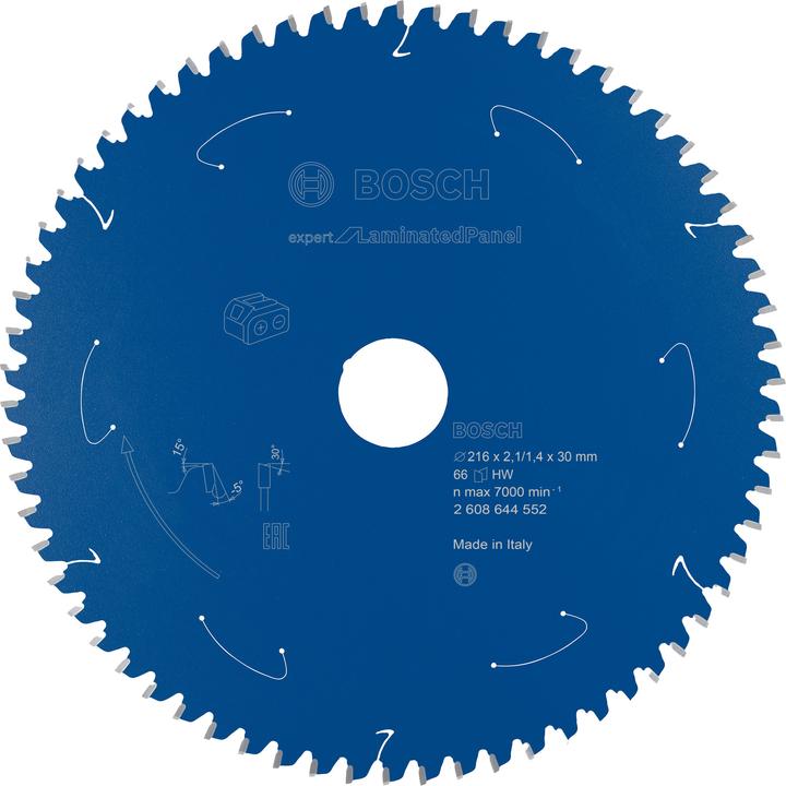 Immagine prodotto Bosch Professional Zubehör Lama circolare a batteria Expert per pannelli laminati, 216 x 2,1/1,4 x 30, 66 denti