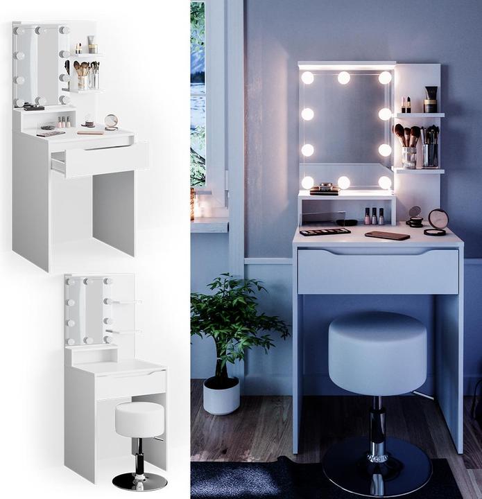 Actual product image Vicco Ruben with stool and lighting (60 x 18 x 143 cm)