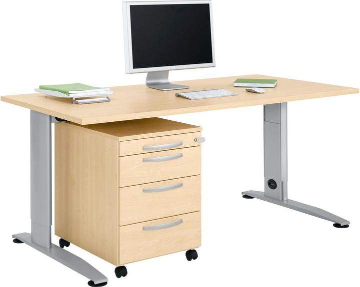 Produktbild Schäfer Shop Select Büromöbelset 2-tlg. LOGIN C-Fuss Schreibtisch, B 1600 mm + Rollcontainer, 3 Sc...