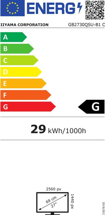 Energie-Label iiyama G-Master GB2730QSU-B1 (2560 x 1440 Pixel, 27")
