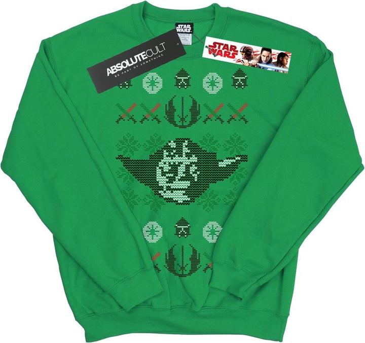 Star Wars Christmas Yoda Head Fair Isle Sweatshirt