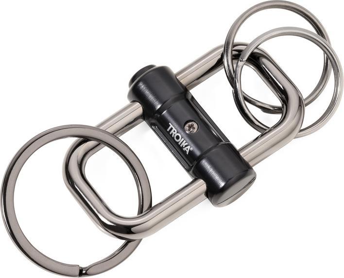 Troika 2-WAY KEY Schlüsselanhänger mit 3 Ringen und Schiebeverschluss, schwarz