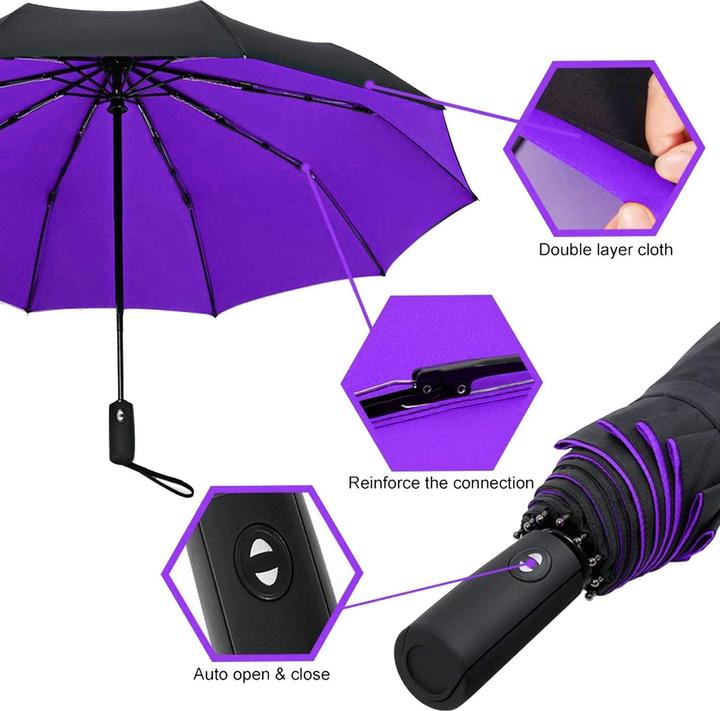 Image du produit JTI Parapluie compact - 105 cm - Noir / Violet