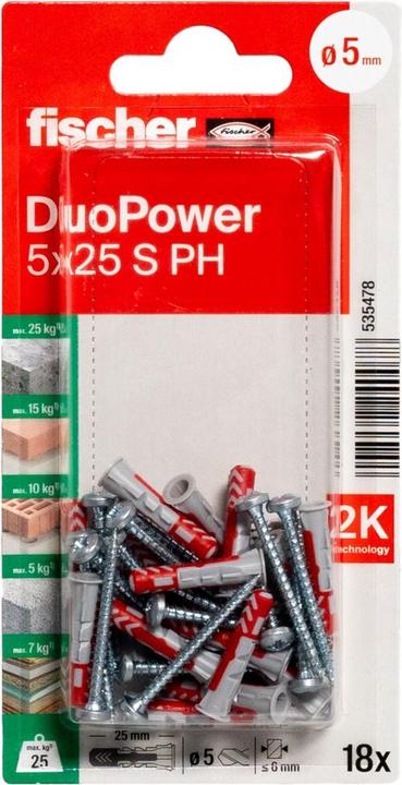 Produktbild Fischer SB Nylondübel Duopower mit Schraube (18 Stk.)