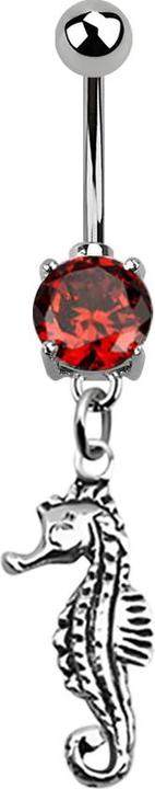 Image du produit Star Piercing Banane argent avec pendentif hippocampe orange (sans laiton, Argent sterling 925, Acier chirurgical 316L)