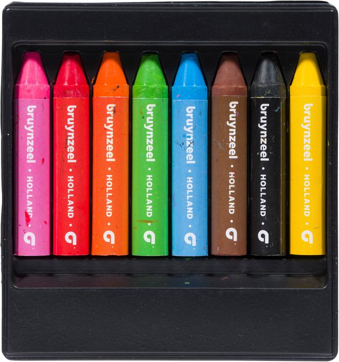 Image du produit Bruynzeel Crayons de cire Kids (Noir, Marron, Rouge, Jaune, Orange, Bleu clair, Pink, Vert clair, 8 x)