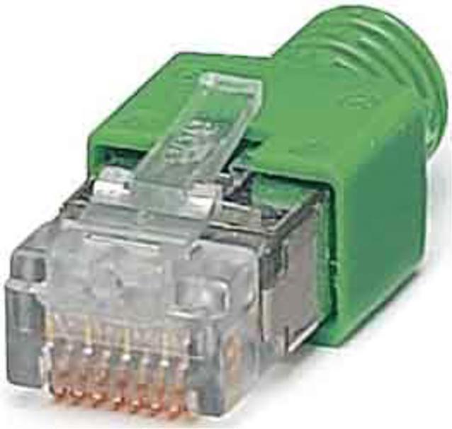 Actual product image Phoenix Contact RJ45 plug, shielded, bend protection sleeve, green, for cross cable