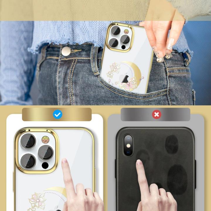 Image du produit Kingxbar Etui de luxe Moon Series avec cristaux Swarovski pour iPhone 13 Pro Gold (Butterfly) (Apple iPhone 13 Pro)