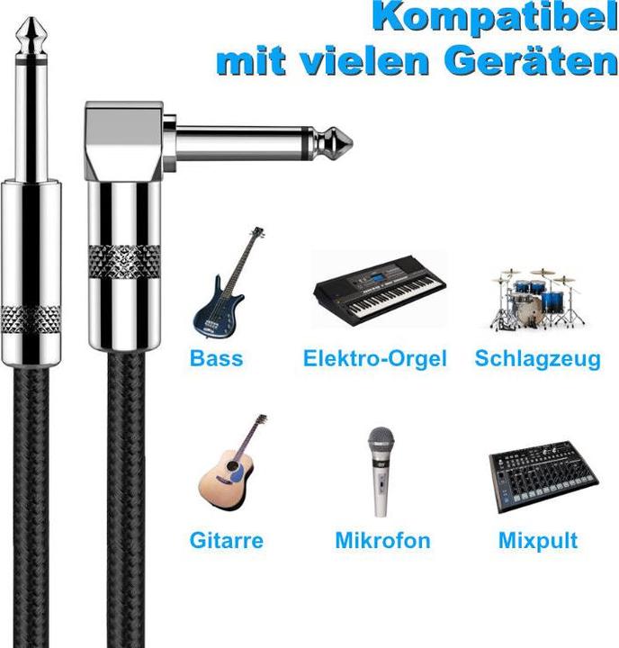Immagine prodotto Hermex Cavo per strumenti musicali 2m Cavo audio Cavo jack Cavo per chitarra (2 m)