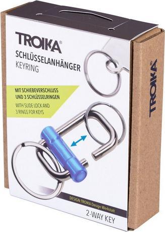 Produktbild Troika 2-WAY KEY Schlüsselanhänger mit 3 Ringen und Schiebeverschluss, blau/gunmetal