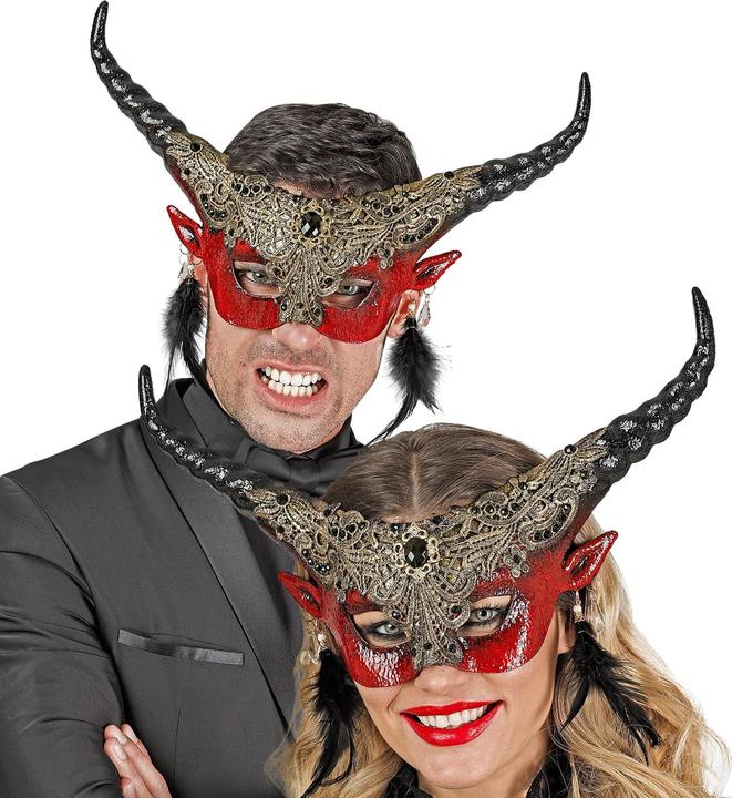 Actual product image Widmann Commedia Dell'Arte mask red devil with horns