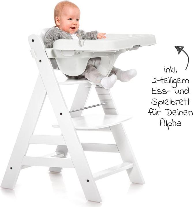 Produktbild Hauck Hochstühle Hochstuhl Alpha Plus Weiss im Sparset inkl. Sitzkissen (Hochstuhl)