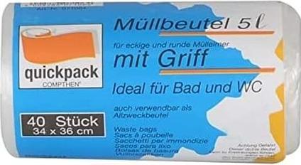 Quickpack Müllbeutel 5,0 l weiss, 40 St. (40 x, 5 l)