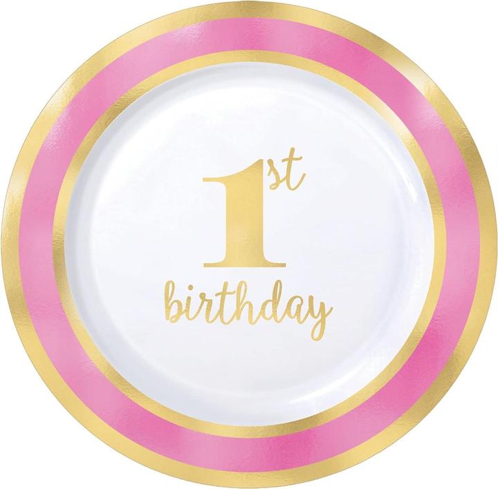 Actual product image Amscan Plastic 1st Birthday Party Plates (Pack of 10) (10 x)