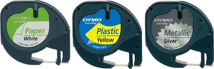 Produktbild Dymo S0721800 LetraTag 3er Set (1.20 cm, Weiss, Silber, Gelb)