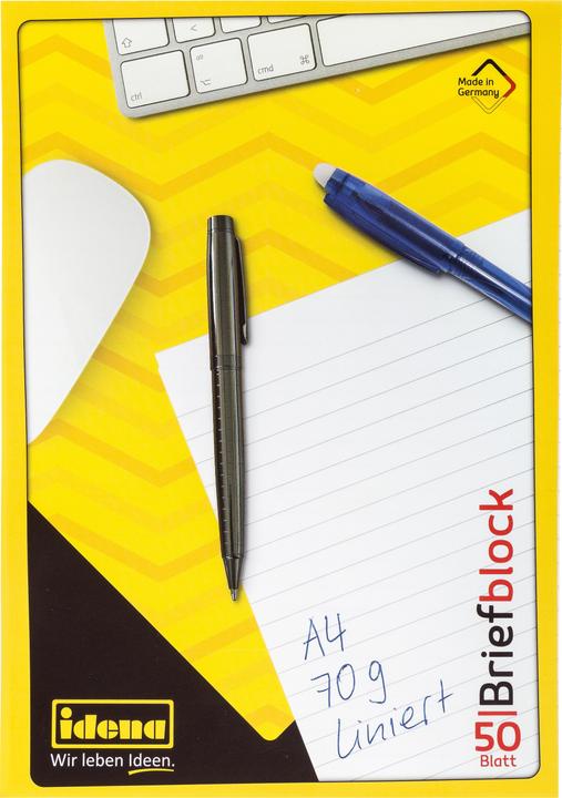 Produktbild Idena Briefblock liniert 50 Blatt 70g/m² DIN A4 (A4, Liniert)