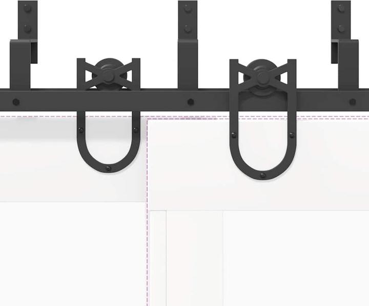 Produktbild VidaXL Schiebetürbeschlag-Set 200 cm Stahl Schwarz Schiebetürbeschlag Satz