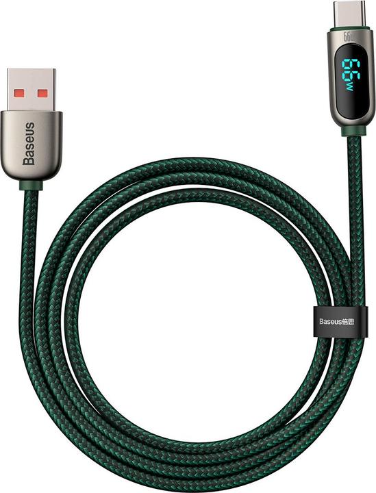 Image du produit Baseus Câble d'écran USB vers Type-C, 66W, 2m (vert) (2 m)