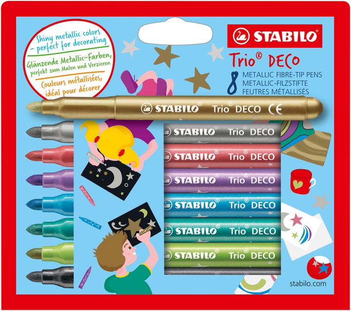 STABILO Penne con punta in feltro Trio DECO 8 pezzi (Multicolore, 8 x)