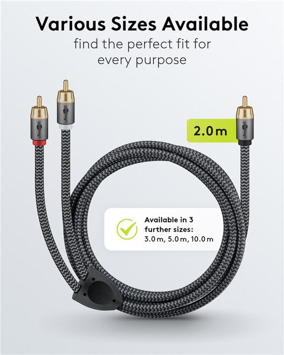 Produktbild Goobay Cinch Y-Kabel, 2 m, Sharkskin Grey (2 m, Cinch)
