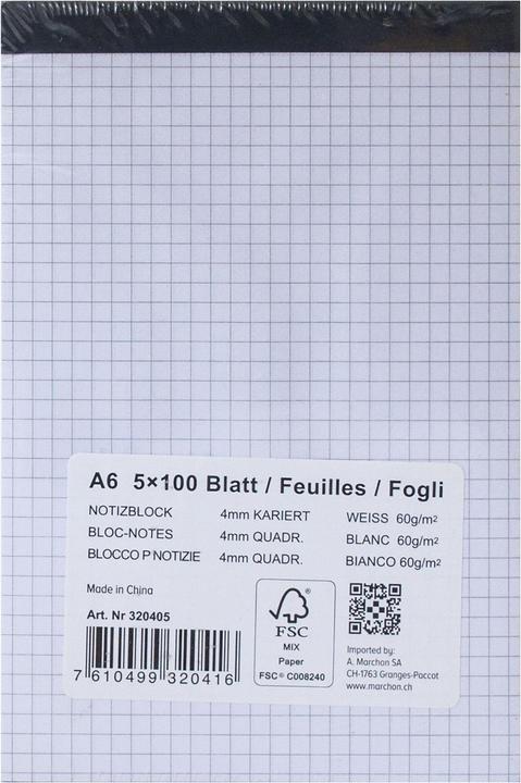 Immagine prodotto Office Blocco note (A6, Quadretti)